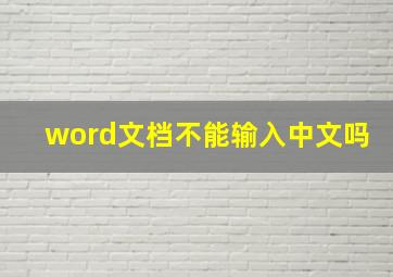 word文档不能输入中文吗