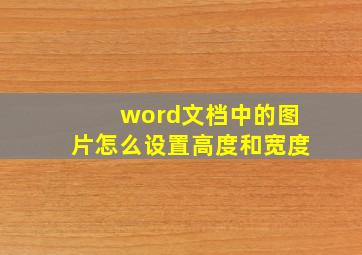 word文档中的图片怎么设置高度和宽度