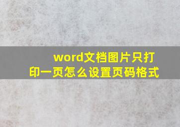 word文档图片只打印一页怎么设置页码格式