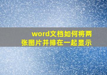 word文档如何将两张图片并排在一起显示