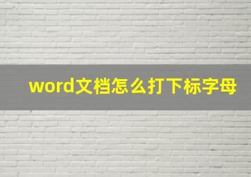 word文档怎么打下标字母