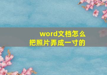 word文档怎么把照片弄成一寸的