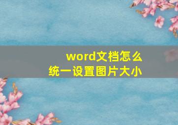 word文档怎么统一设置图片大小