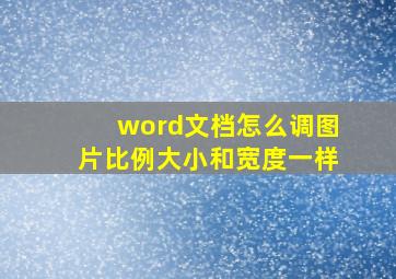 word文档怎么调图片比例大小和宽度一样