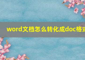 word文档怎么转化成doc格式