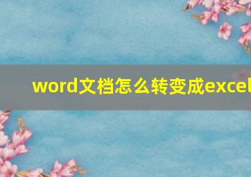 word文档怎么转变成excel