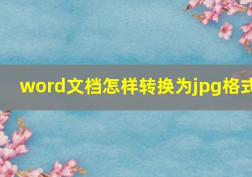 word文档怎样转换为jpg格式