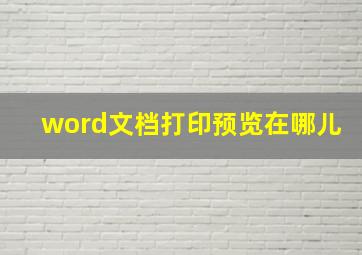 word文档打印预览在哪儿