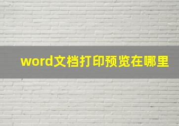 word文档打印预览在哪里