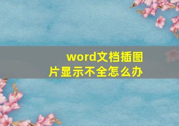 word文档插图片显示不全怎么办