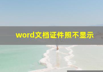 word文档证件照不显示