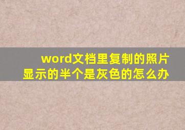 word文档里复制的照片显示的半个是灰色的怎么办