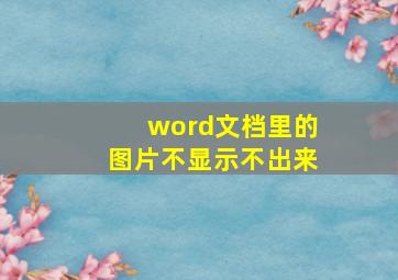 word文档里的图片不显示不出来