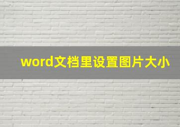 word文档里设置图片大小