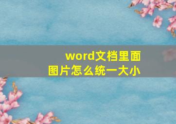 word文档里面图片怎么统一大小