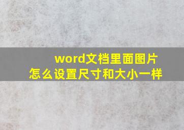 word文档里面图片怎么设置尺寸和大小一样