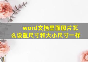 word文档里面图片怎么设置尺寸和大小尺寸一样