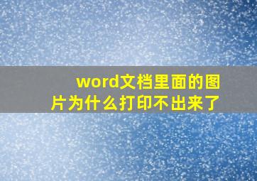 word文档里面的图片为什么打印不出来了