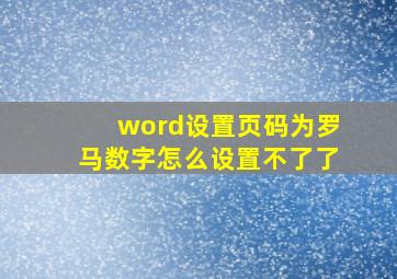 word设置页码为罗马数字怎么设置不了了