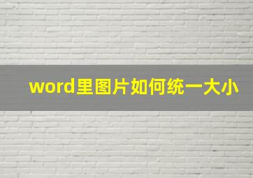 word里图片如何统一大小