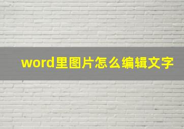 word里图片怎么编辑文字