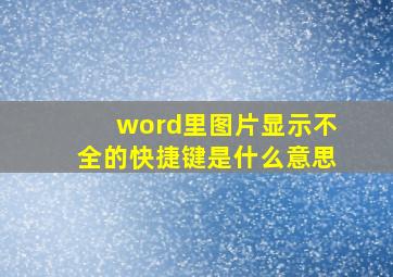 word里图片显示不全的快捷键是什么意思