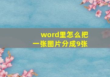 word里怎么把一张图片分成9张