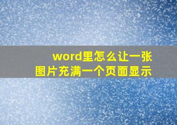 word里怎么让一张图片充满一个页面显示