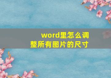 word里怎么调整所有图片的尺寸