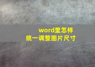 word里怎样统一调整图片尺寸