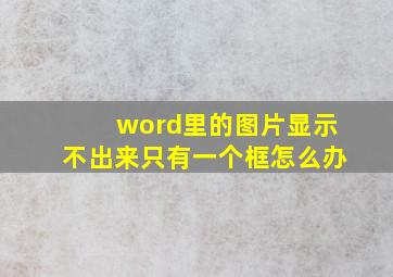 word里的图片显示不出来只有一个框怎么办