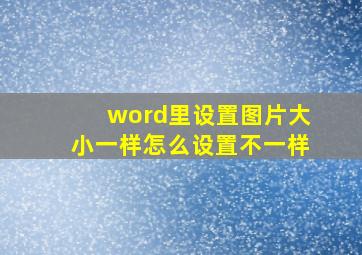 word里设置图片大小一样怎么设置不一样