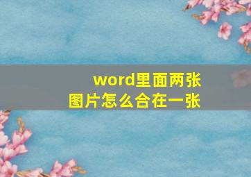 word里面两张图片怎么合在一张