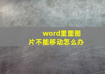 word里面图片不能移动怎么办