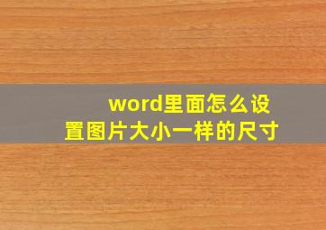 word里面怎么设置图片大小一样的尺寸