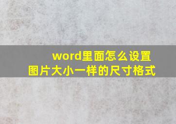 word里面怎么设置图片大小一样的尺寸格式