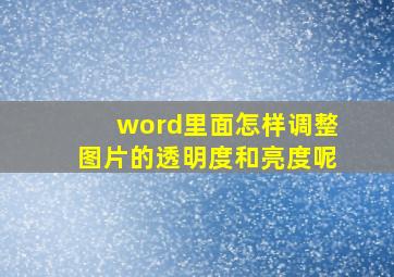 word里面怎样调整图片的透明度和亮度呢