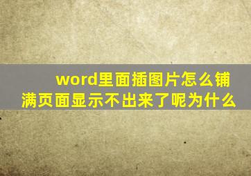 word里面插图片怎么铺满页面显示不出来了呢为什么