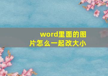 word里面的图片怎么一起改大小