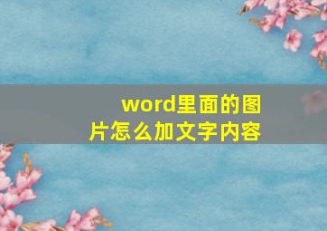 word里面的图片怎么加文字内容