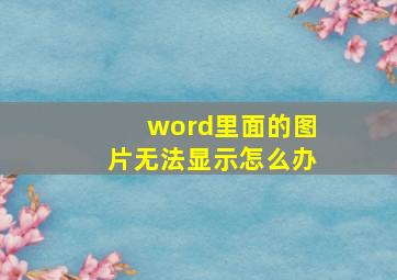 word里面的图片无法显示怎么办