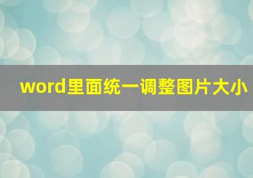 word里面统一调整图片大小