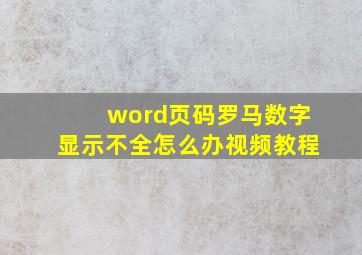 word页码罗马数字显示不全怎么办视频教程