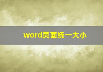 word页面统一大小