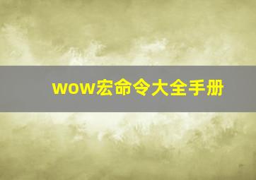 wow宏命令大全手册