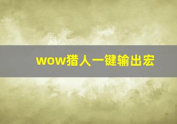 wow猎人一键输出宏