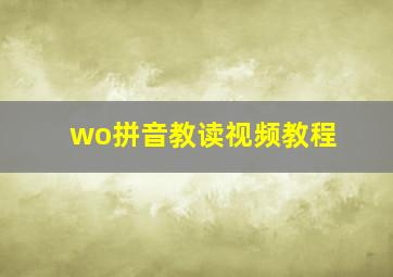 wo拼音教读视频教程