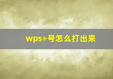 wps+号怎么打出来