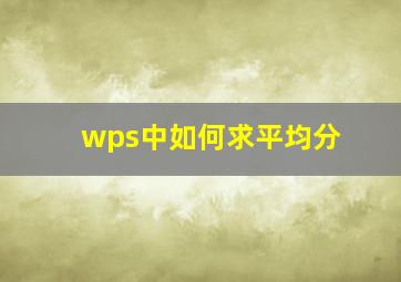 wps中如何求平均分