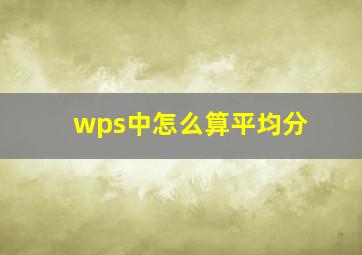 wps中怎么算平均分